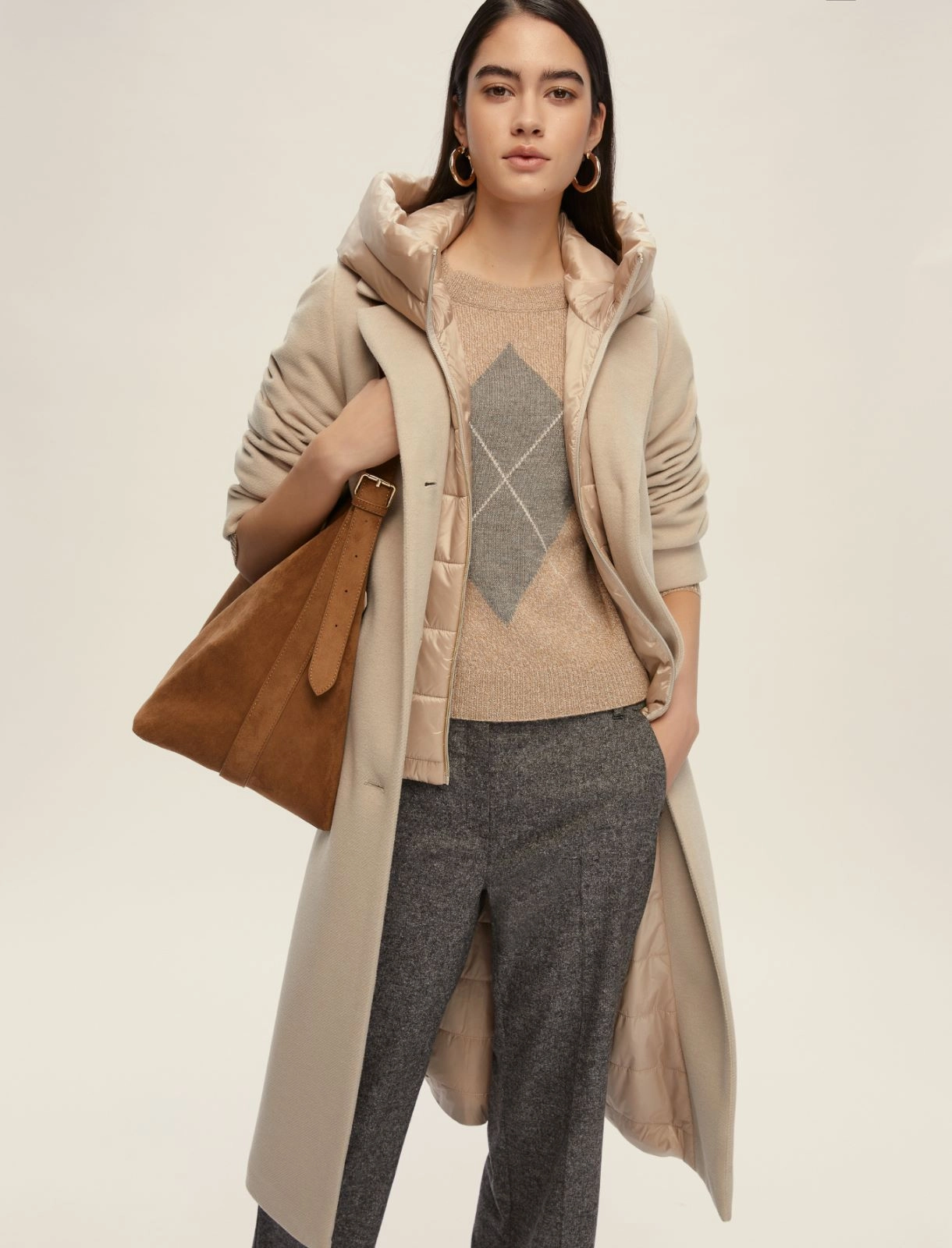 EMME MARELLA cappotto donna cappuccio panno imbottito DESIDERIO 25254960522 002 BEIGE inverno 2025