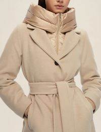 Thumbnail for EMME MARELLA cappotto donna cappuccio panno imbottito DESIDERIO 25254960522 002 BEIGE inverno 2025
