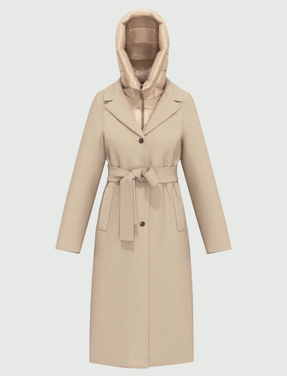 EMME MARELLA cappotto donna cappuccio panno imbottito DESIDERIO 25254960522 002 BEIGE inverno 2025