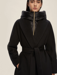 Thumbnail for EMME MARELLA cappotto donna cappuccio panno CAREZZA 25254960622 041 NERO inverno 2025
