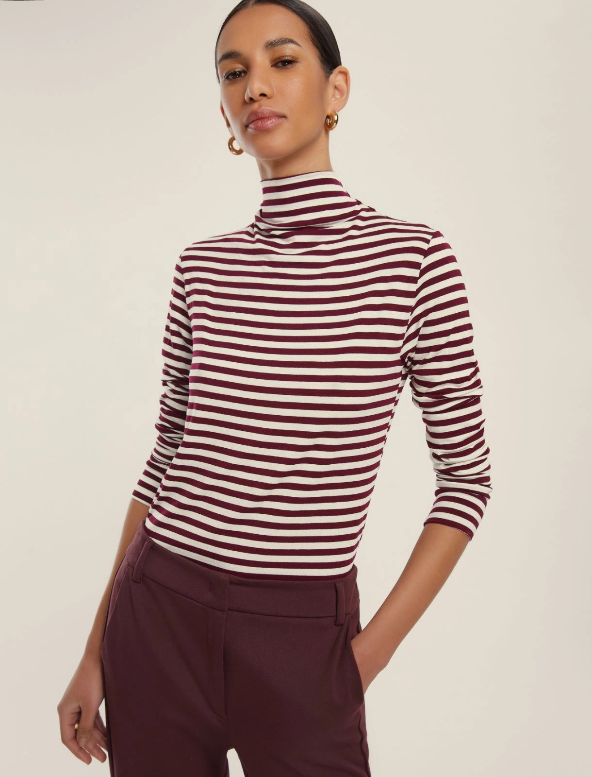 EMME MARELLA t-shirt donna lupetto viscosa MAIA 25259460312 002 BORDEAUX PANNA inverno 2025