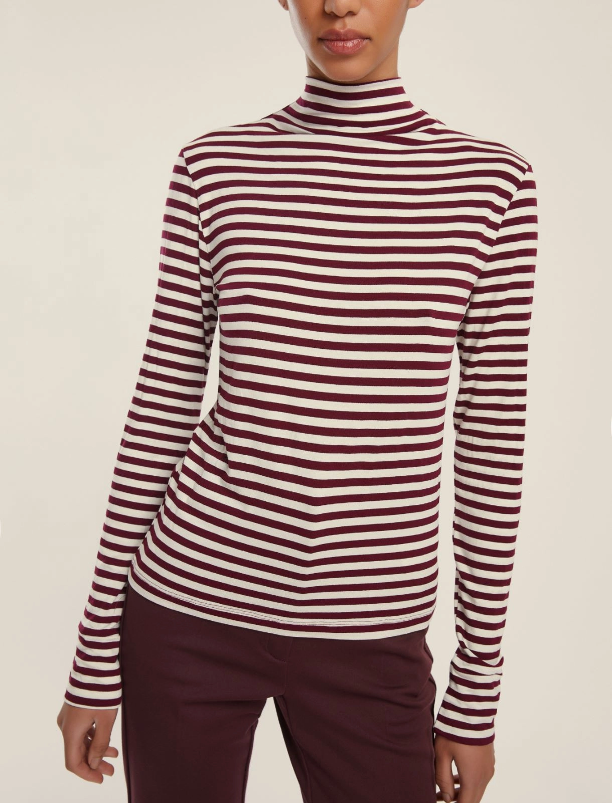 EMME MARELLA t-shirt donna lupetto viscosa MAIA 25259460312 002 BORDEAUX PANNA inverno 2025
