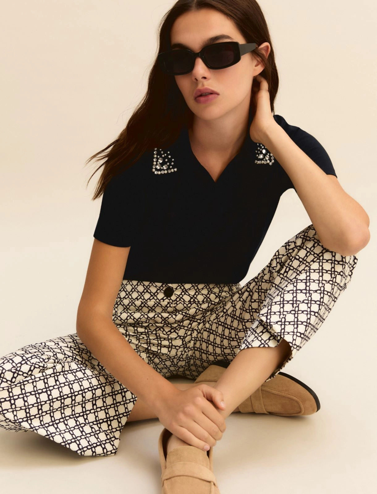 EMME MARELLA polo donna t-shirt cristalli cotone stretch EMMONIRICA 26159510112 002 BLU estate 2026