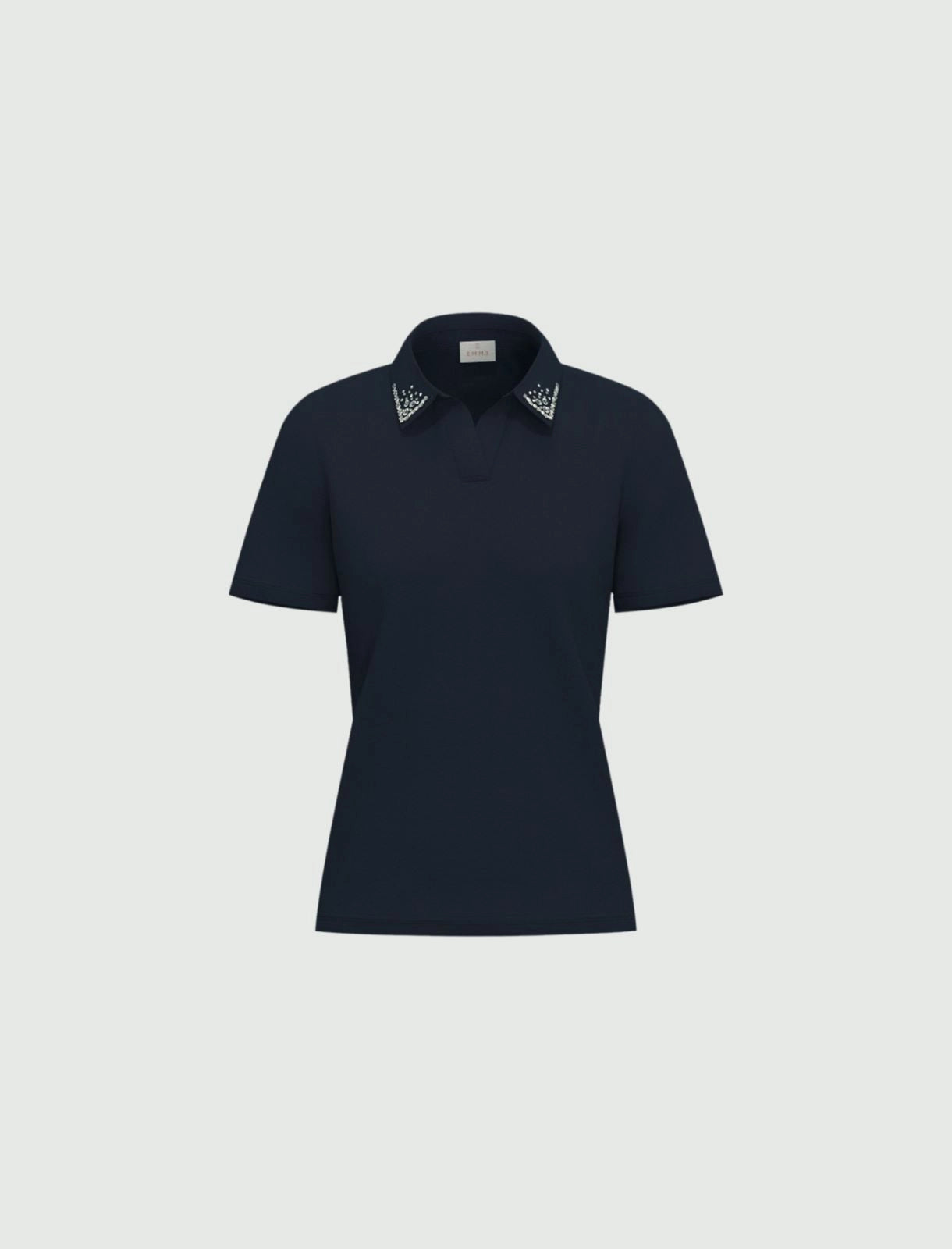 EMME MARELLA polo donna t-shirt cristalli cotone stretch EMMONIRICA 26159510112 002 BLU estate 2026