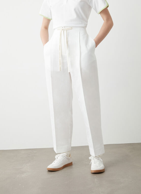COLMAR pantaloni donna lino cotone pinces vita con elastico 0699 1ZA KAPAMA 01 BIANCO estate 2025