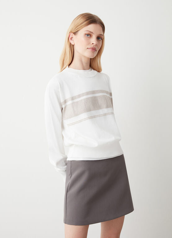 COLMAR maglione donna cotone girocollo colorblock 4389 5ZH GIFT 01 BIANCO estate 2025