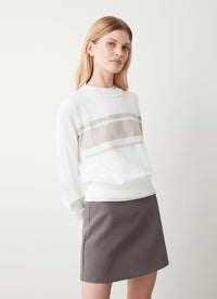 Thumbnail for COLMAR maglione donna cotone girocollo colorblock 4389 5ZH GIFT 01 BIANCO estate 2025