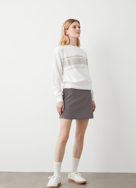 COLMAR maglione donna cotone girocollo colorblock 4389 5ZH GIFT 01 BIANCO estate 2025