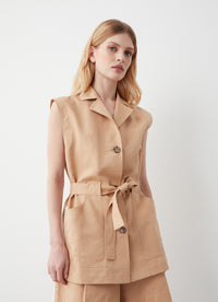 Thumbnail for COLMAR gilet donna giacca smanicata lino cotone 8426 1ZA KAPAMA 699 CAMMELLO estate 2025