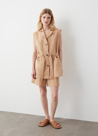Thumbnail for COLMAR gilet donna giacca smanicata lino cotone 8426 1ZA KAPAMA 699 CAMMELLO estate 2025