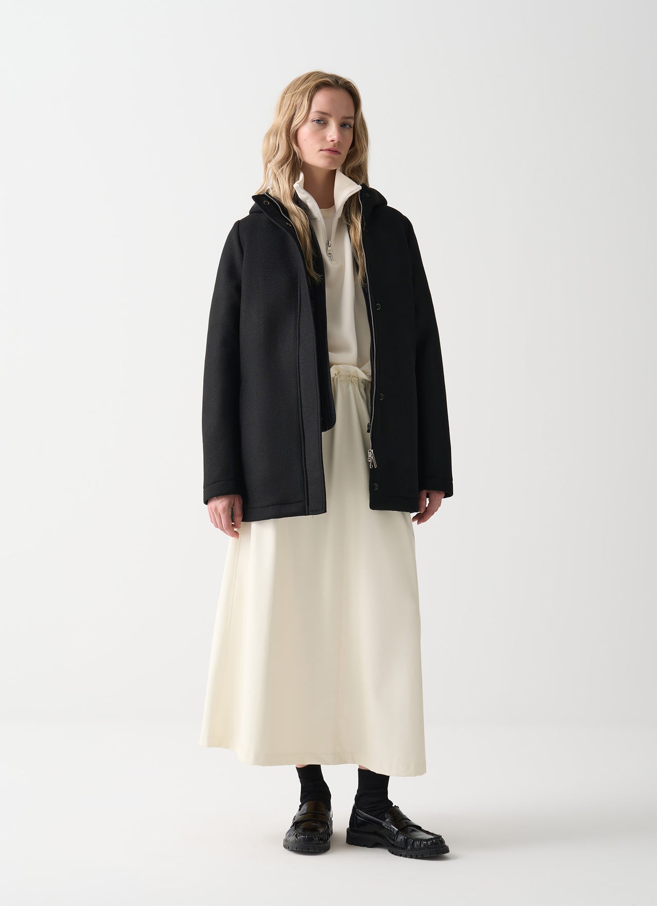 COLMAR giubbotto cappotto donna panno lana cappuccio 2048R 5ZO TASTEFUL 99 NERO inverno 2025