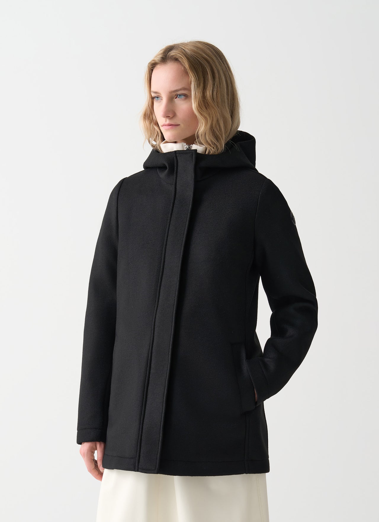 COLMAR giubbotto cappotto donna panno lana cappuccio 2048R 5ZO TASTEFUL 99 NERO inverno 2025