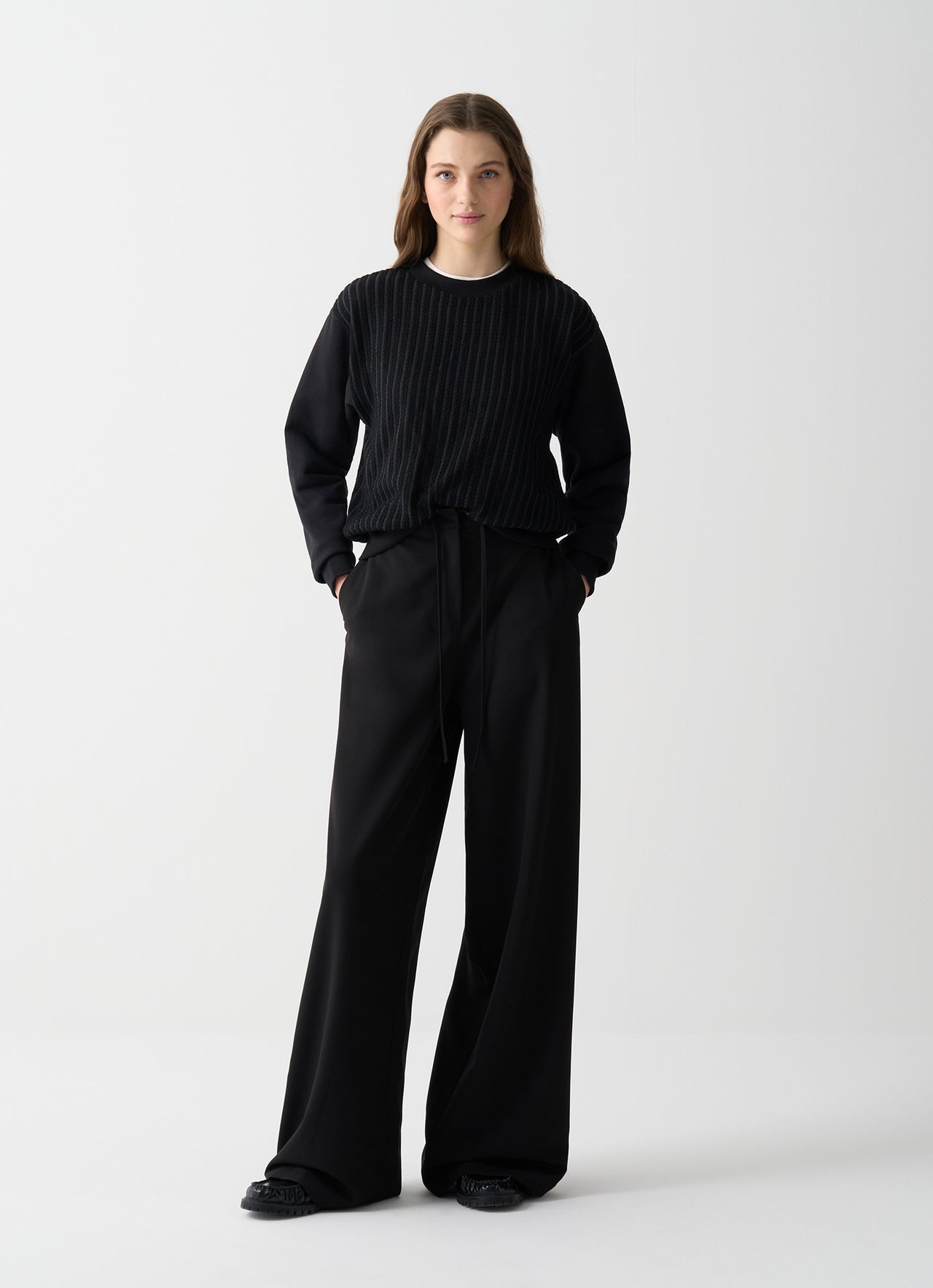 COLMAR felpa donna girocollo lavorazione trecce 9265R 9ZX FAIRYTALE 99 NERO inverno 2025