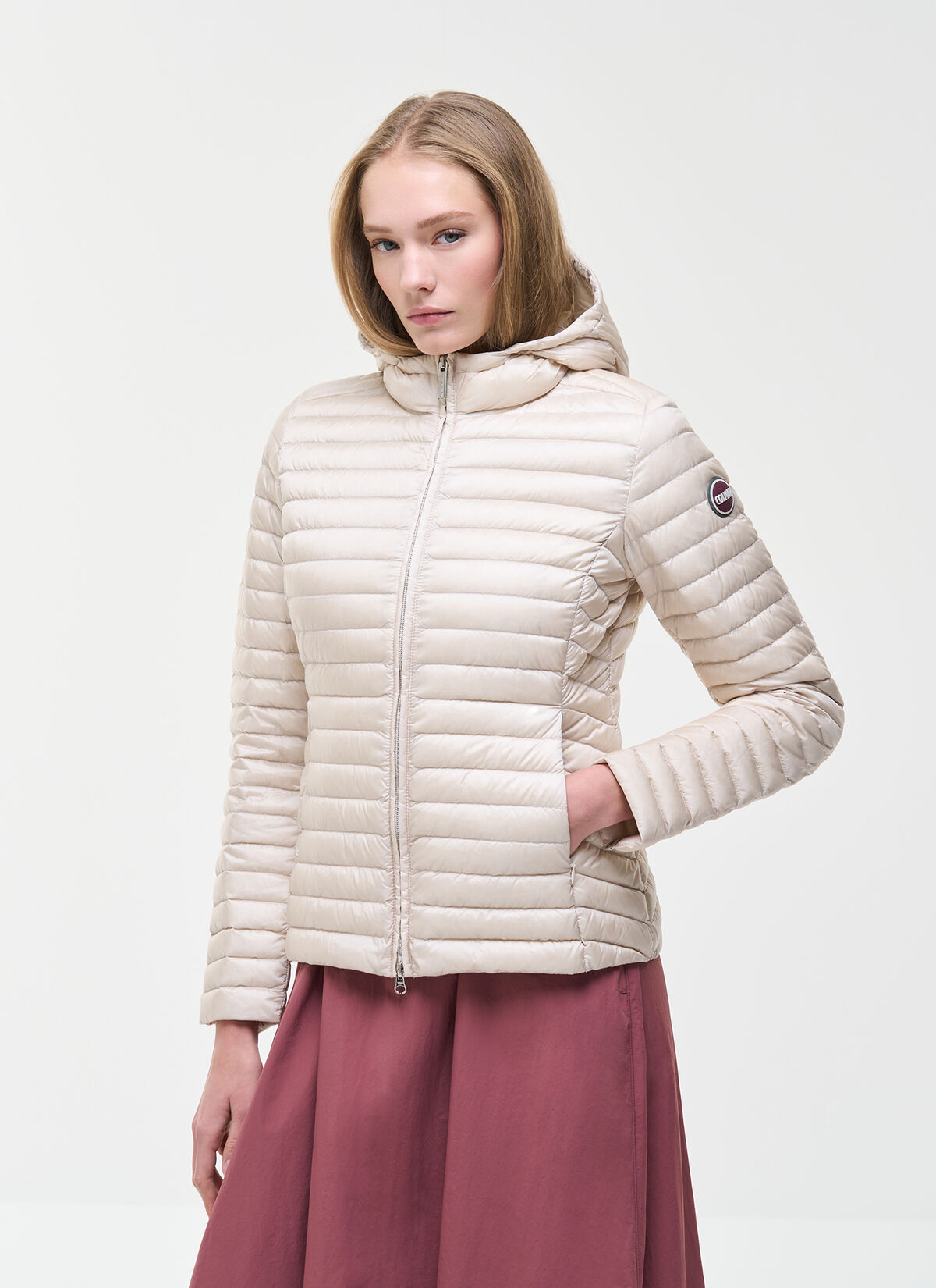 COLMAR giubbino donna slim cappuccio piuma 2213 9VX PUNKY 219 BEIGE estate 2026