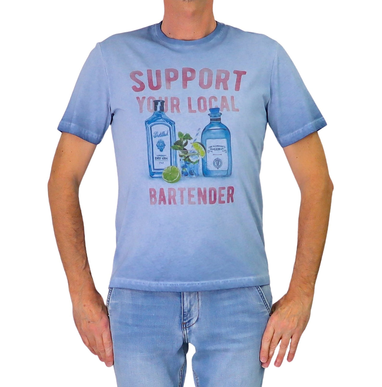 ALLEY DOCKS t-shirt uomo girocollo stampa gin cotone AU26S02TG DRY GIN BLUETTE estate 2026