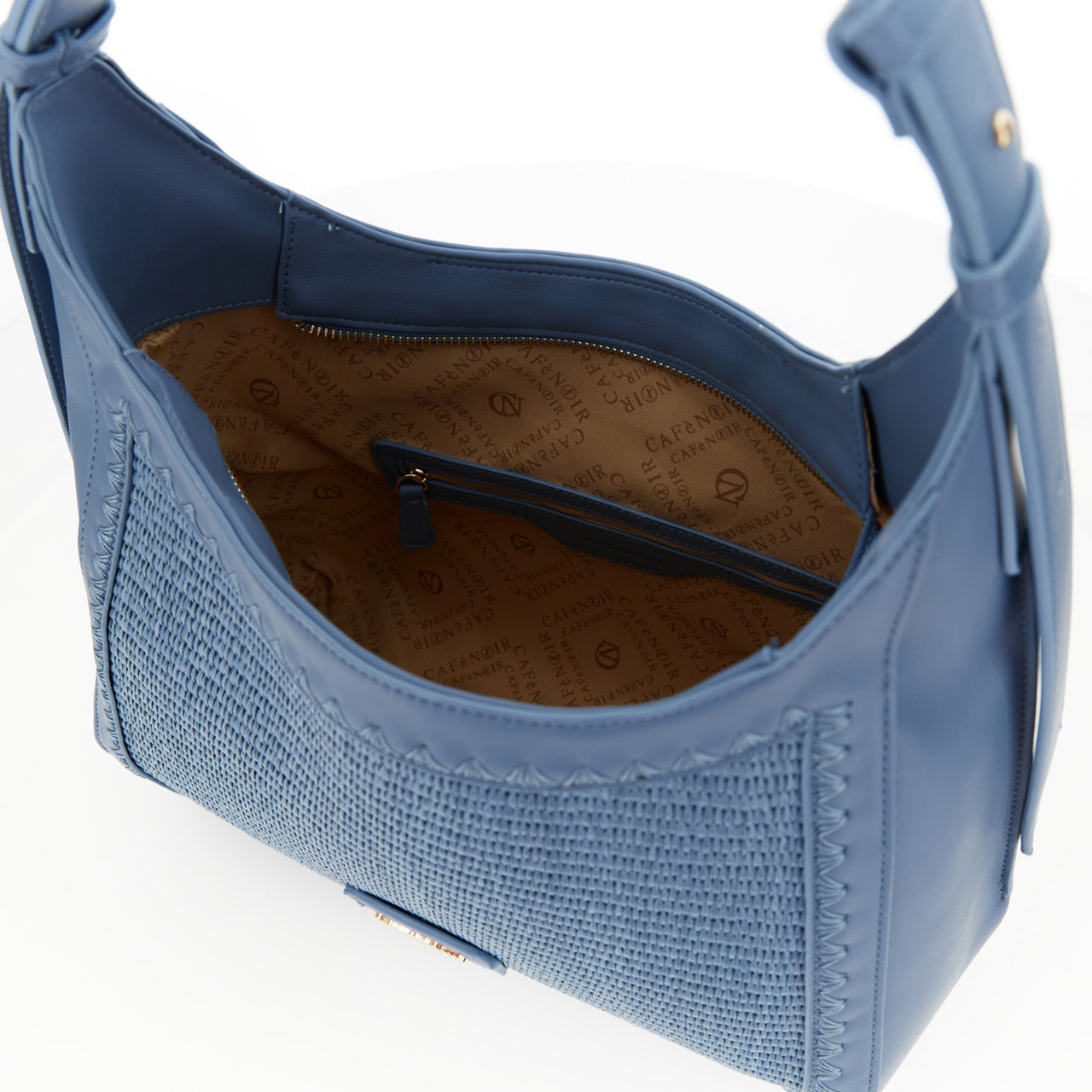 CAFèNOIR borsa donna a spalla raffia ecopelle media C3NQ1035 B004 CELESTE AVIO estate 2026