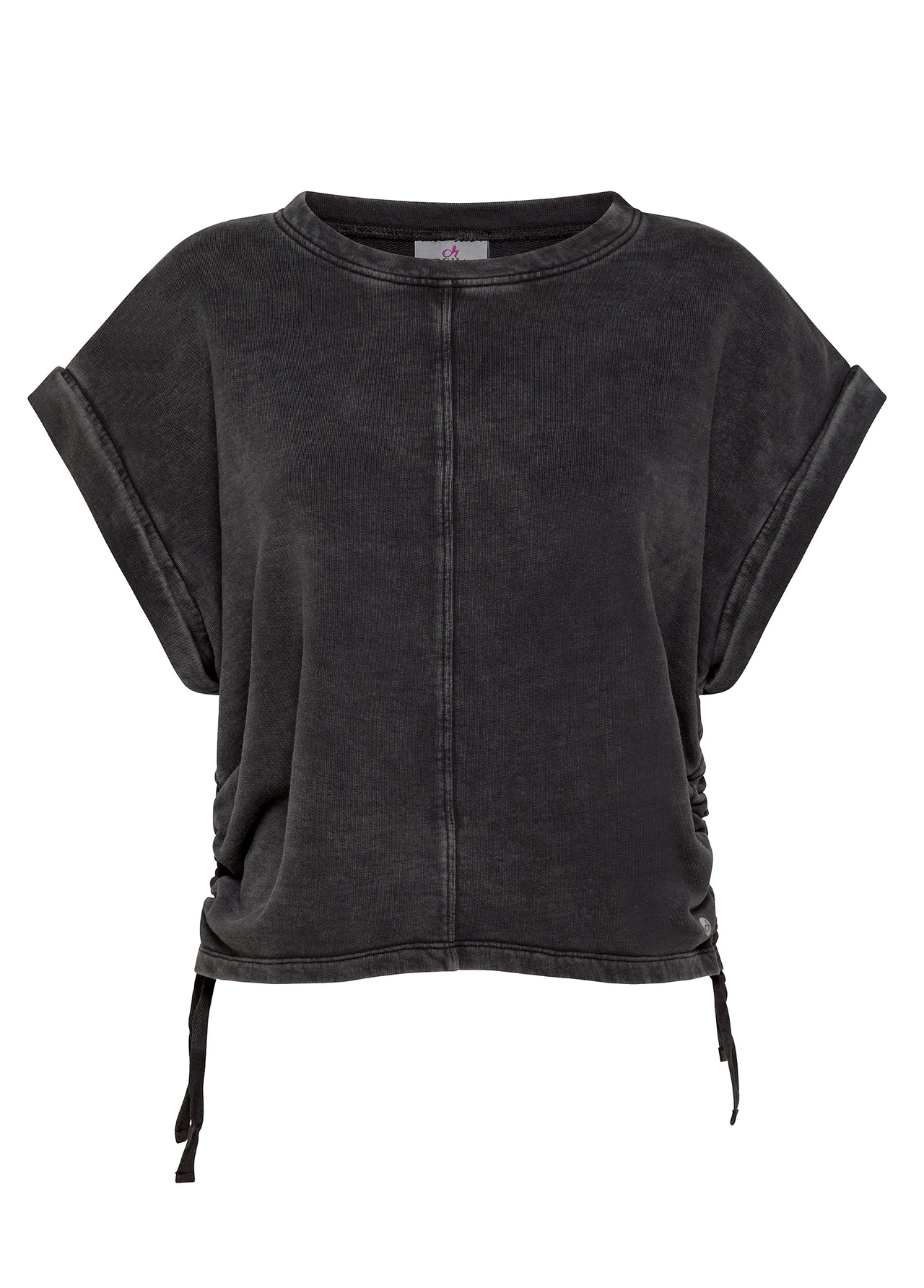 DEHA felpa donna scollo a giro cotone manica corta D02800 10009 NERO estate 2024