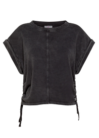 Thumbnail for DEHA felpa donna scollo a giro cotone manica corta D02800 10009 NERO estate 2024
