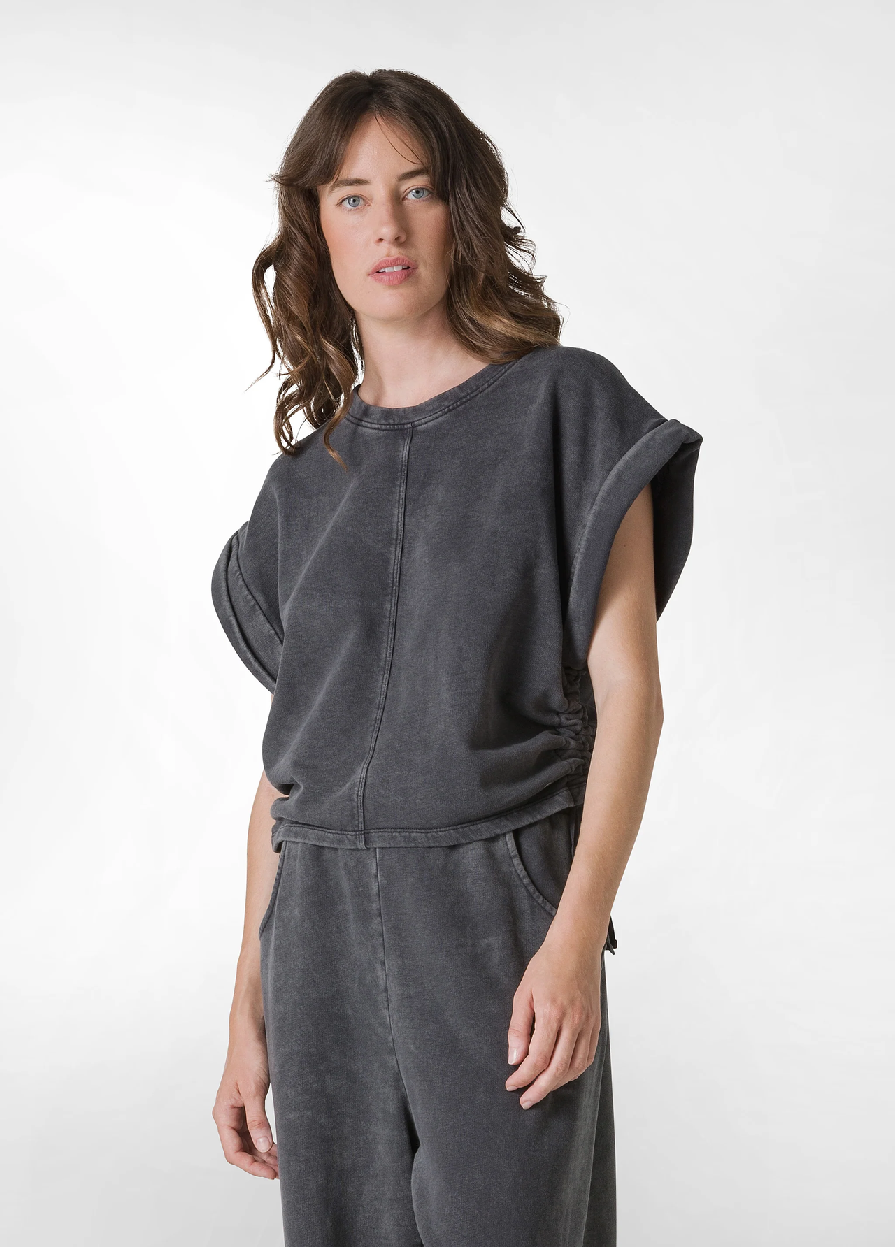 DEHA felpa donna scollo a giro cotone manica corta D02800 10009 NERO estate 2024