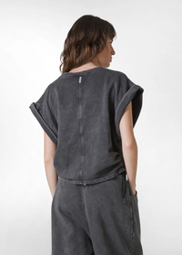 Thumbnail for DEHA felpa donna scollo a giro cotone manica corta D02800 10009 NERO estate 2024