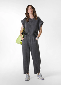 Thumbnail for DEHA felpa donna scollo a giro cotone manica corta D02800 10009 NERO estate 2024
