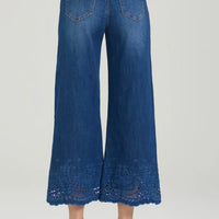 Thumbnail for TAKE TWO pantaloni donna jeans flare cropped ricami FLORY DK02101 BLU SCURO estate 2026