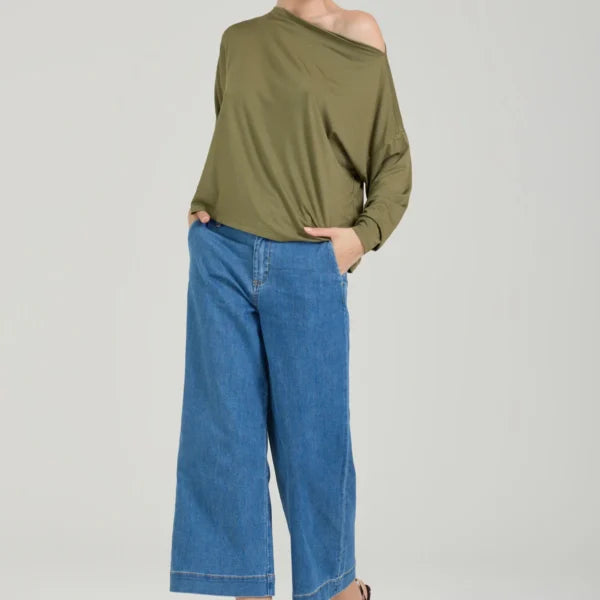 TAKE TWO pantaloni donna jeans wide leg cropped EMMA DK02115 BLU MEDIO CHIARO estate 2026