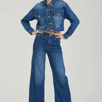 Thumbnail for TAKE TWO giubbino donna jeans cropped DAISY DK02120 BLU MEDIO SCURO estate 2026
