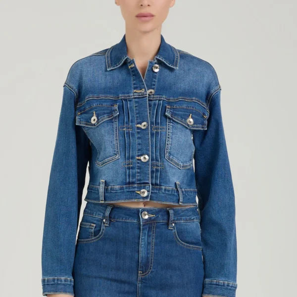 TAKE TWO giubbino donna jeans cropped DAISY DK02120 BLU MEDIO SCURO estate 2026