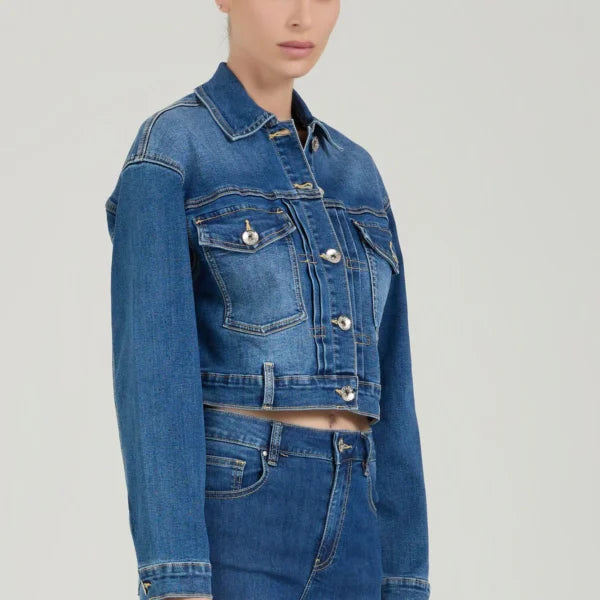 TAKE TWO giubbino donna jeans cropped DAISY DK02120 BLU MEDIO SCURO estate 2026