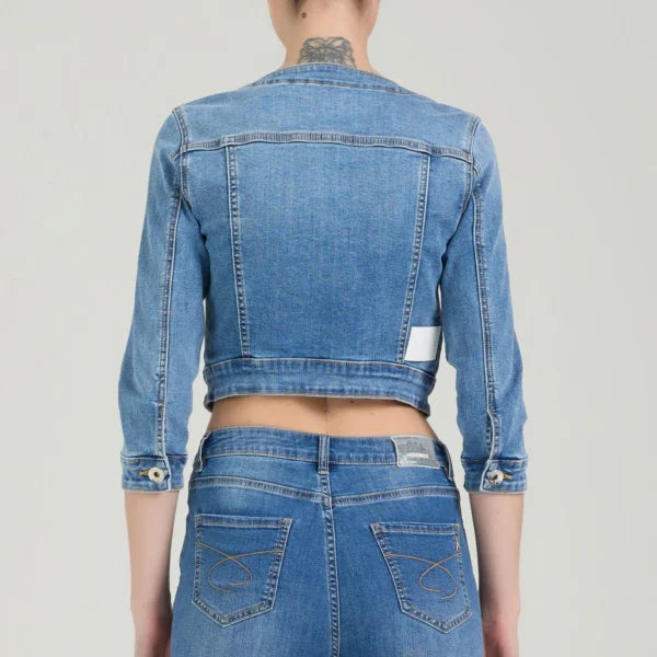 TAKE TWO giubbino donna jeans cotone cropped VAL DK02122 BLU MEDIO CHIARO estate 2026