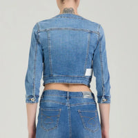 Thumbnail for TAKE TWO giubbino donna jeans cotone cropped VAL DK02122 BLU MEDIO CHIARO estate 2026