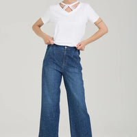 Thumbnail for TAKE TWO pantaloni donna jeans palazzo wide leg CHLOE DK02207 BLU SCURO estate 2026