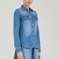 Thumbnail for TAKE TWO camicia donna jeans cotone WESTERN DK05701 BLU MEDIO CHIARO estate 2026