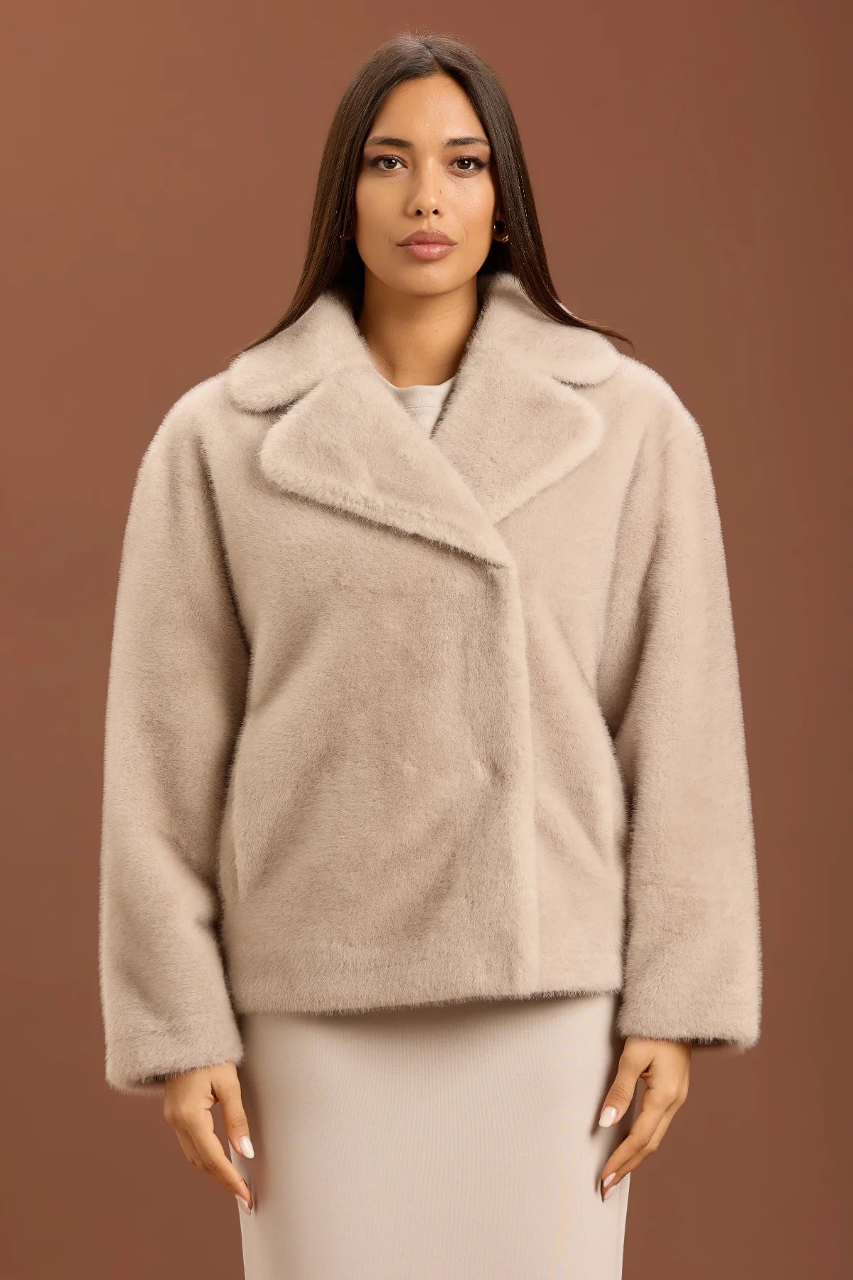 TAKE TWO giubbotto donna ecopelliccia corto DT00764 GRIGIO CHIARO inverno 2025