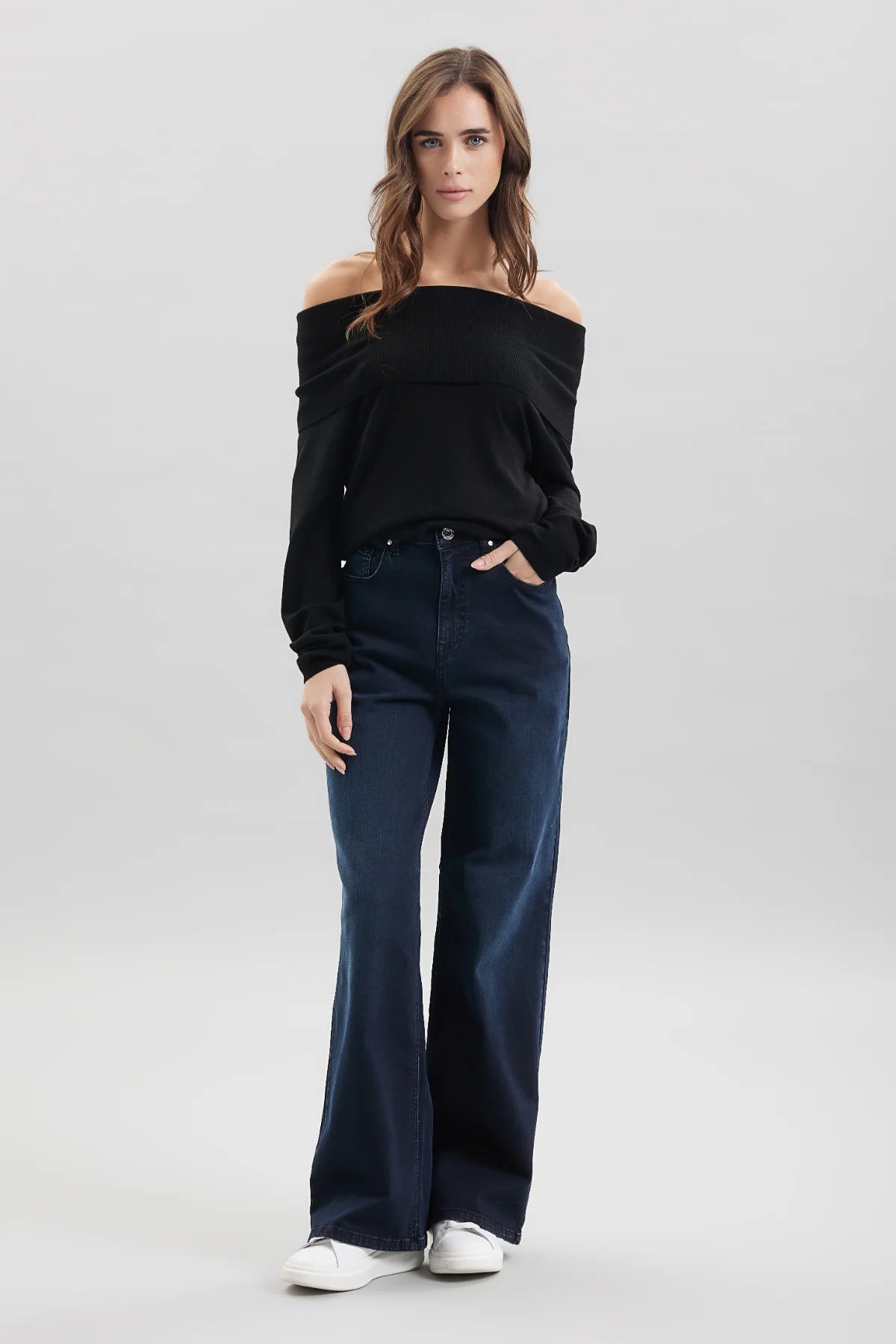 TAKE TWO pantaloni donna jeans palazzo wide leg denim ELISA DT01703 BLU SCURO inverno 2025