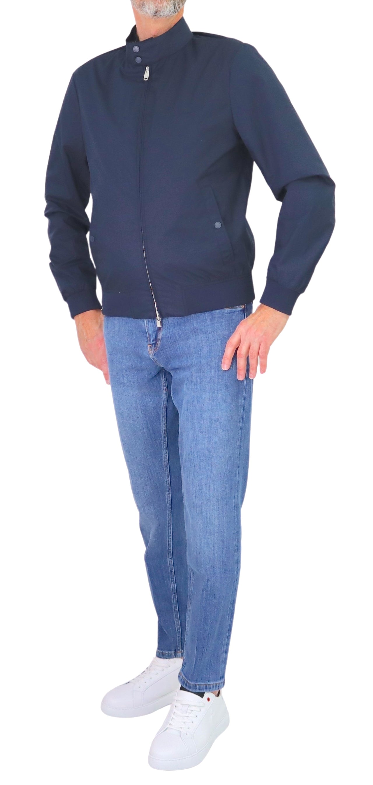 HARMONT&BLAINE giubbino uomo bomber collo coreana cotone K0Q164 040286 801 BLU estate 2026