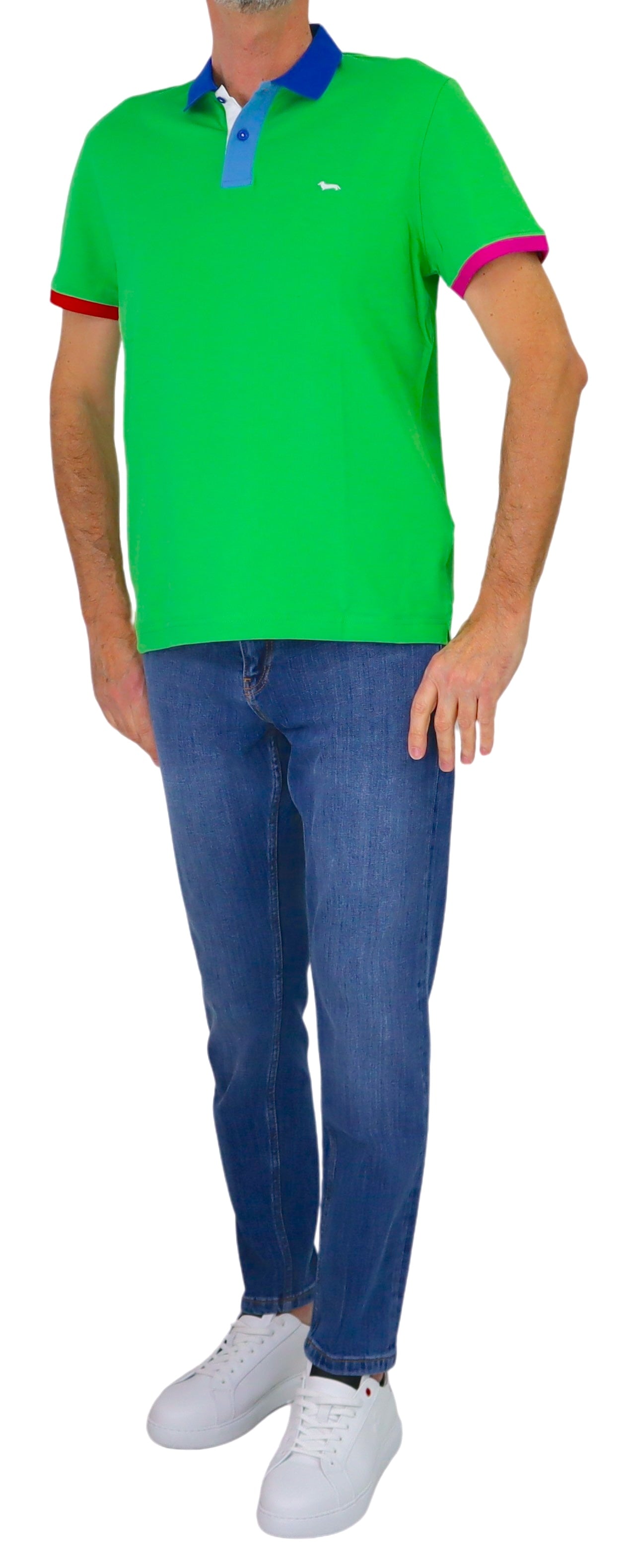 HARMONT&BLAINE polo uomo cotone stretch LRQ417 020862 616 VERDE estate 2026