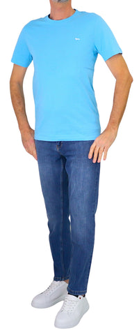 Thumbnail for HARMONT&BLAINE t-shirt uomo girocollo cotone INQ001 021055 809 CELESTE estate 2026