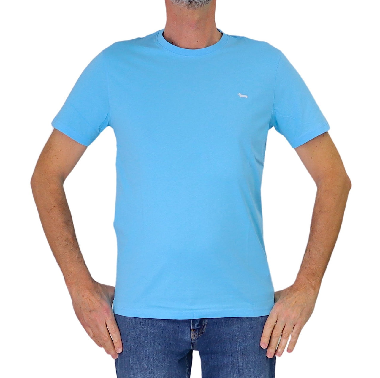 HARMONT&BLAINE t-shirt uomo girocollo cotone INQ001 021055 809 CELESTE estate 2026