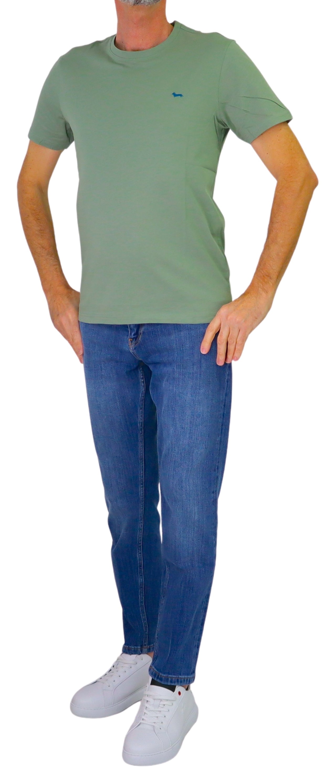 HARMONT&BLAINE t-shirt uomo girocollo cotone INQ001 021055 631 VERDE estate 2026