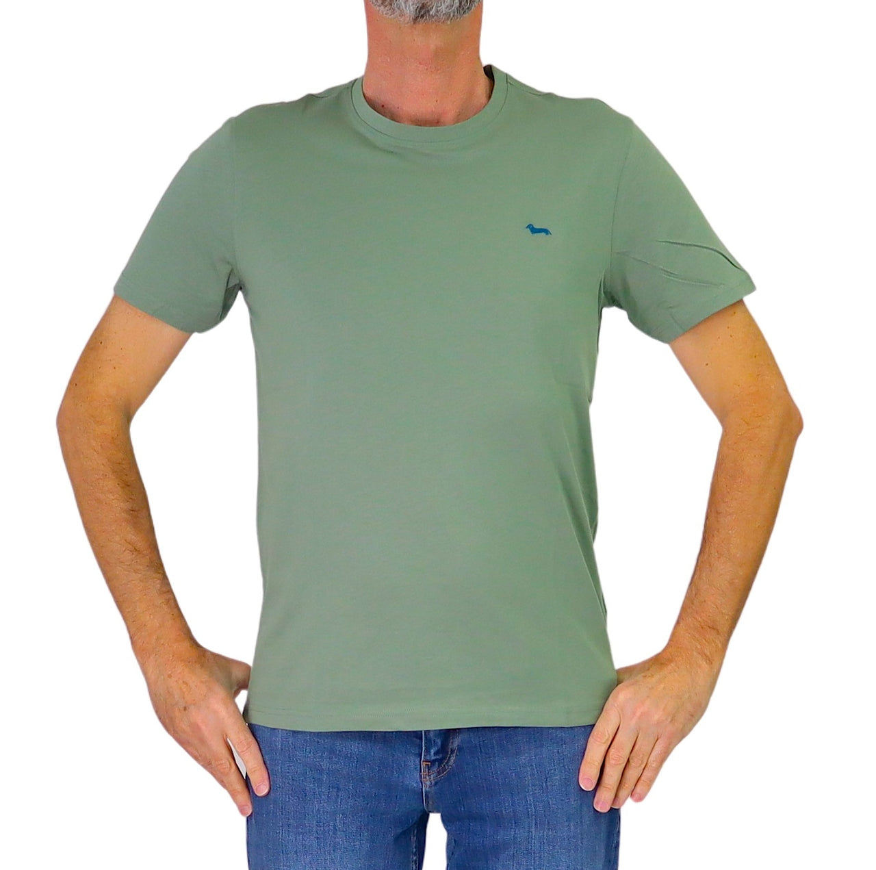 HARMONT&BLAINE t-shirt uomo girocollo cotone INQ001 021055 631 VERDE estate 2026