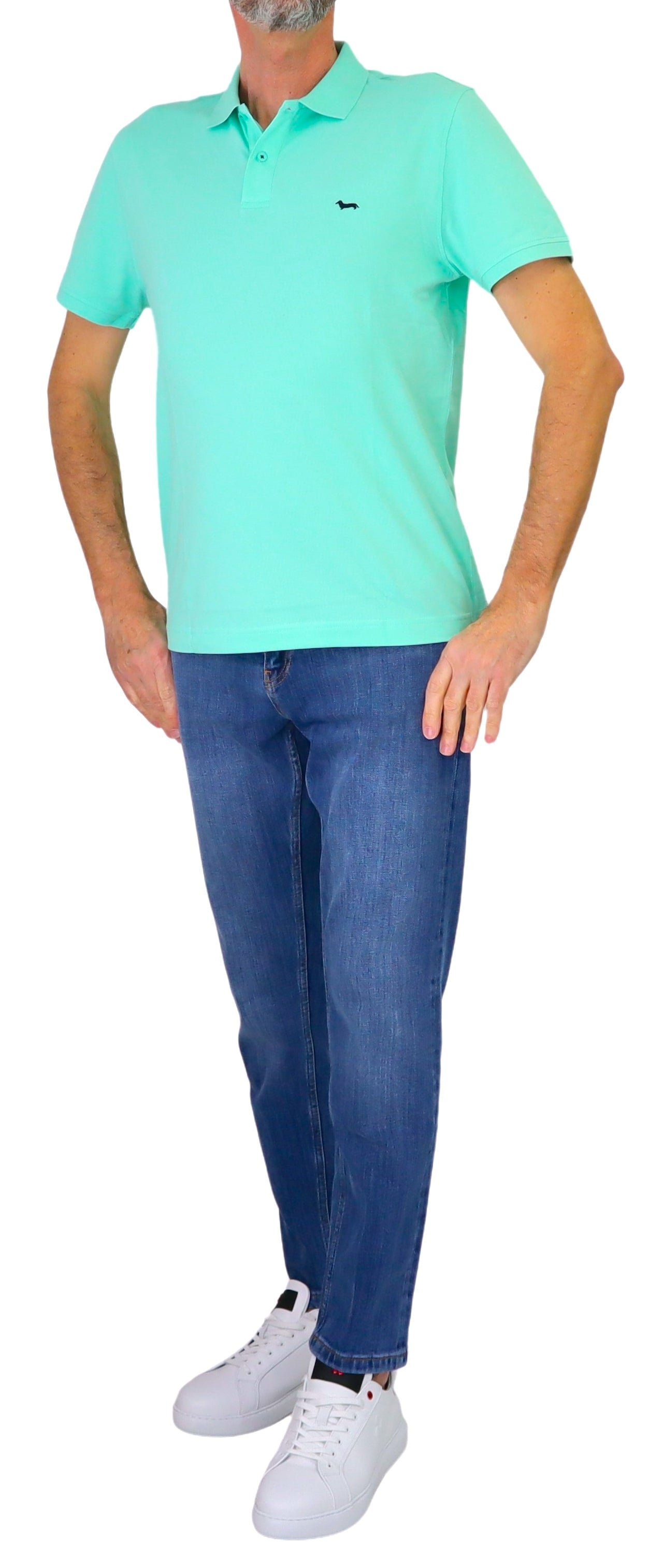 HARMONT&BLAINE polo uomo cotone stretch LRQ033 020862 618 VERDE ACQUA estate 2026