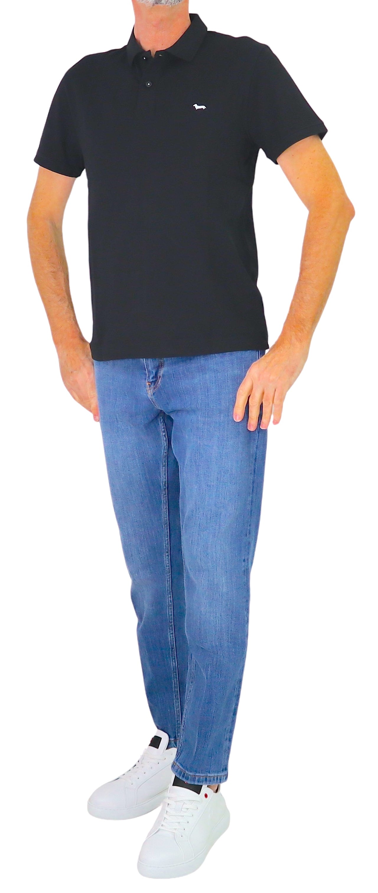 HARMONT&BLAINE polo uomo cotone stretch LRQ033 020862 999 NERO estate 2026