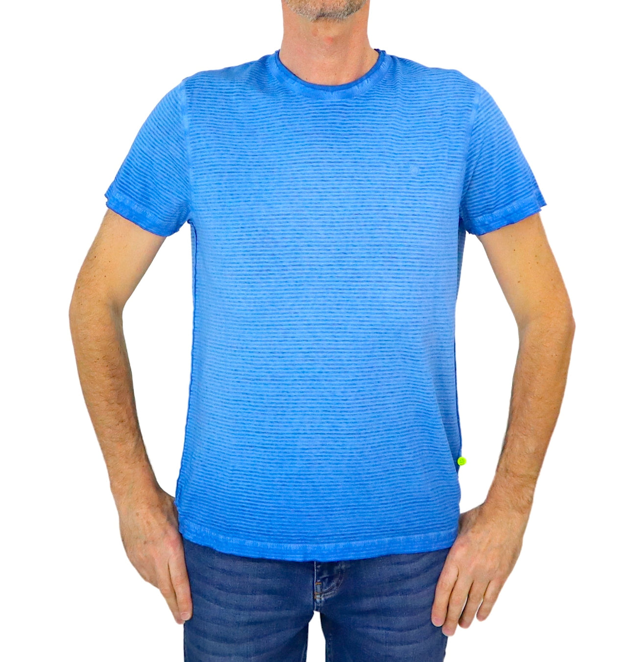 SHOCKLY t-shirt uomo cotone TS STRIPE 8T6802 BLUE AZZURRO estate 2024