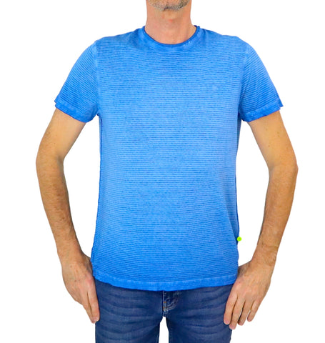 SHOCKLY t-shirt uomo cotone TS STRIPE 8T6802 BLUE AZZURRO estate 2024