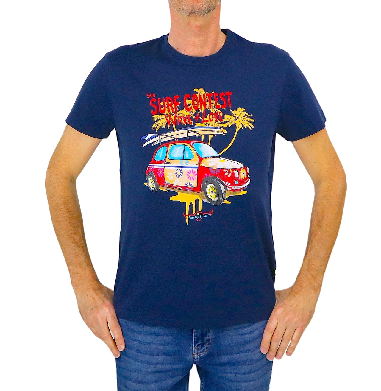 SHOCKLY t-shirt uomo cotone manica corta TS 500 8T1103 NAVY BLU estate 2024
