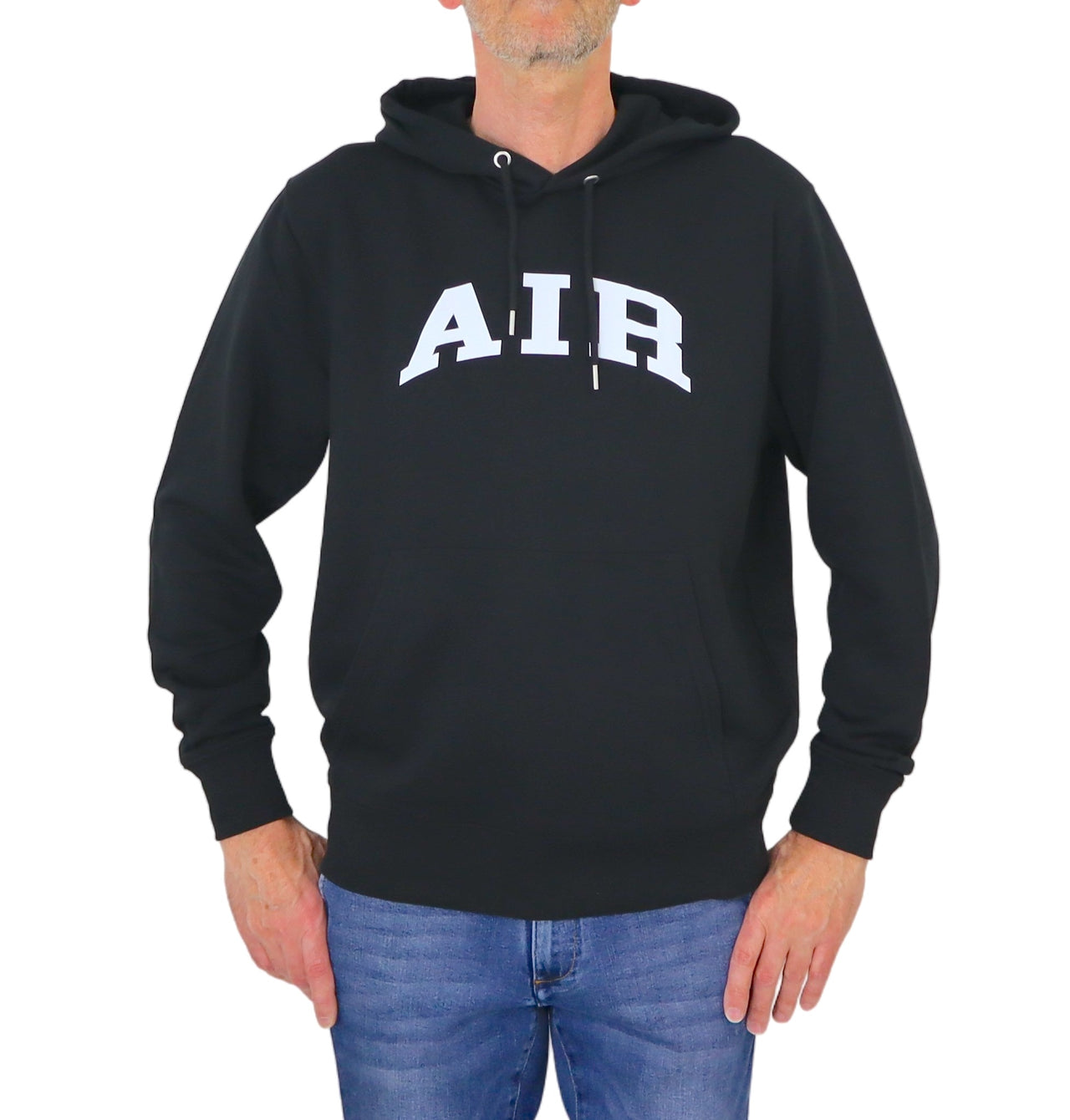 EQUIPE 55 felpa uomo cotone cappuccio tasche HOE 540 AIR NERO estate 2024