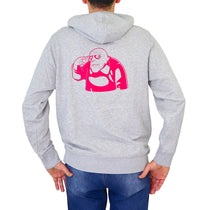 Thumbnail for EQUIPE 55 felpa uomo cotone cappuccio HOE 541 PSYCHO GRIGIO MELANGE estate 2024