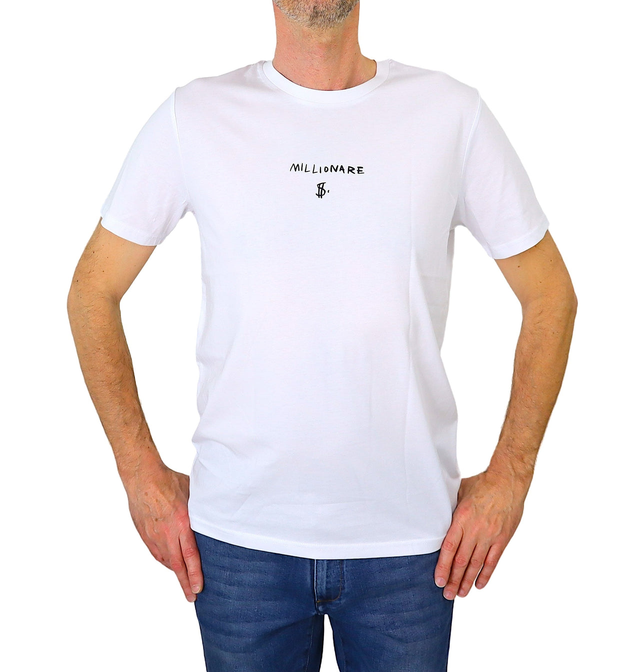 EQUIPE 55 t-shirt uomo cotone UTE 551 MILLIONAIRE BIANCO estate 2024